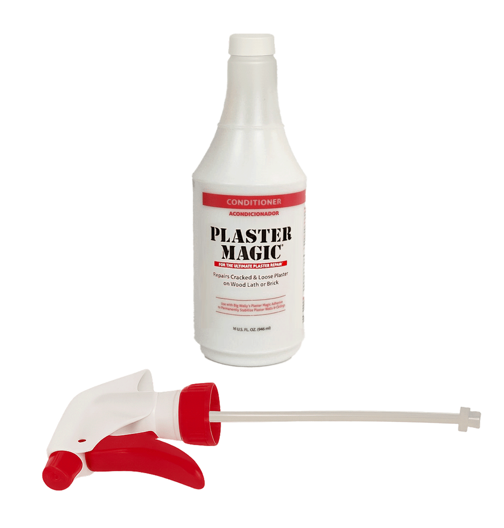 Plaster Magic bottle with a red and white applicator on a white background