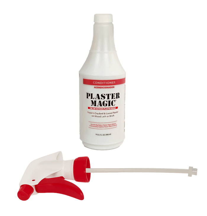 Plaster Magic bottle with a red and white applicator on a white background