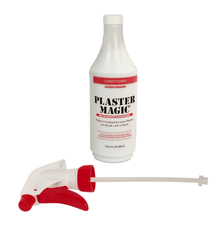 Plaster Magic conditioner bottle with applicator on a white background