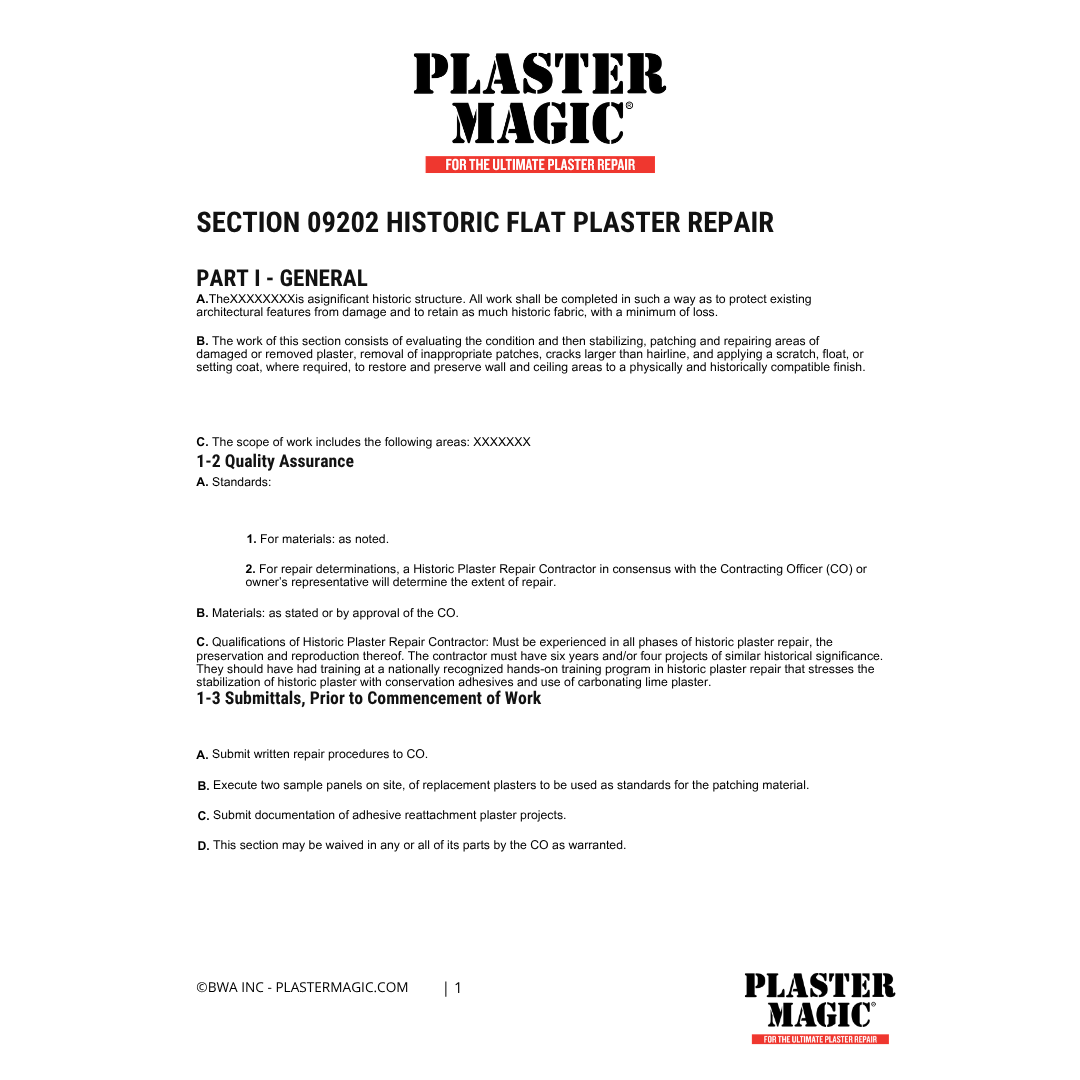 Historic Plaster Repair Specification | Plaster Magic®