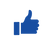 Blue 'like' hand icon on a white background