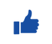 Blue 'like' hand icon on a white background