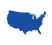 Blue outline of the United States on a white background