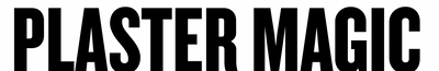 Black text 'PLASTER MAGIC' on a white background